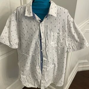 Free Planet White Nautical Print Men's Shirt